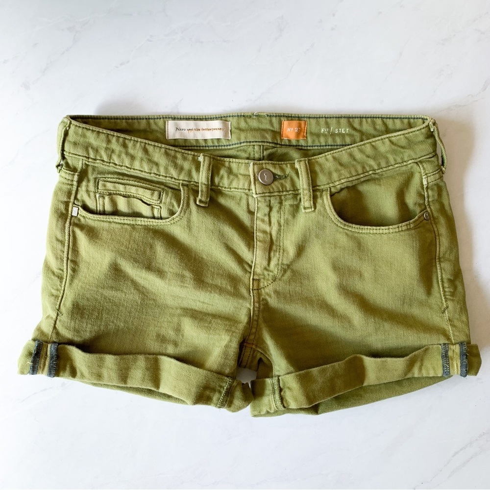 Anthropologie Pilcro and the letterpress olive green denim shorts